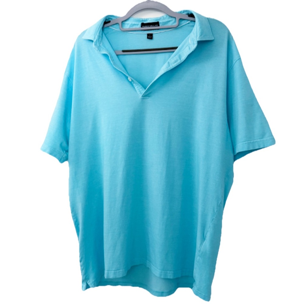 Peter Millar Men’s Light Blue Polo Shirt Short Sleeve Stretch Size L
